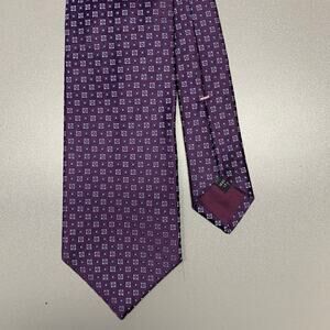 BORRELLI Purple White Squares Silk Tie